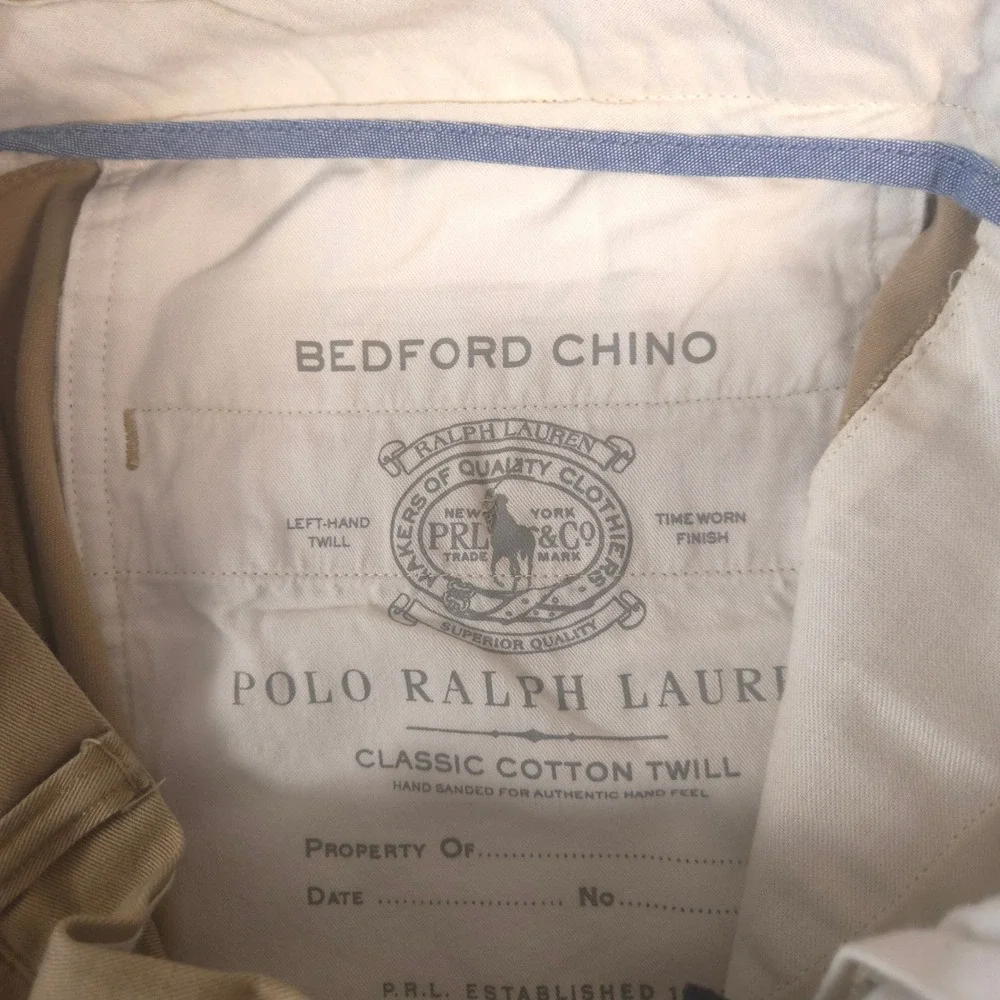 Polo Ralph Lauren Pants Mens 34x34 Tan Bedford Chino Cotton Twill Straight Leg
